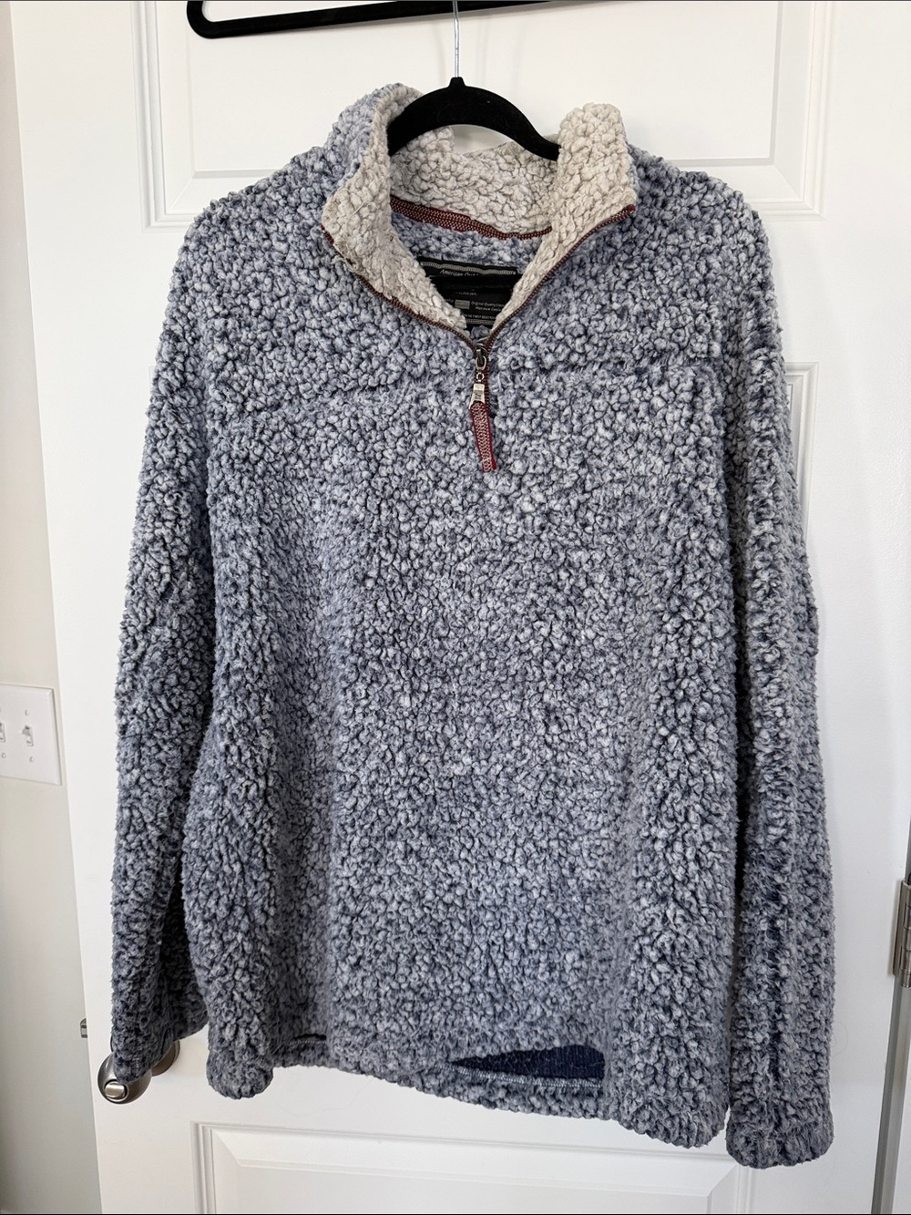 True Grit Cozy Gray Sherpa Half-Zip Pullover